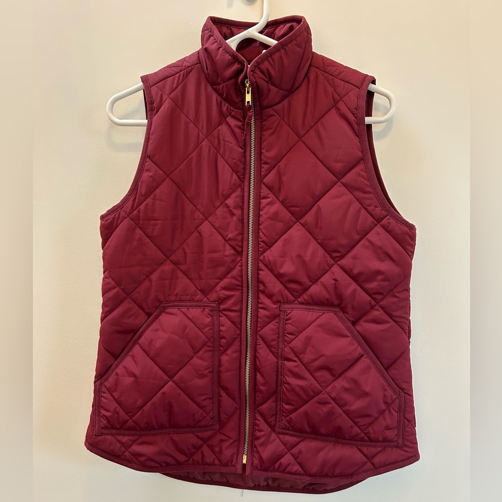 JCrew Mercantile Quilted Burgundy Vest XS